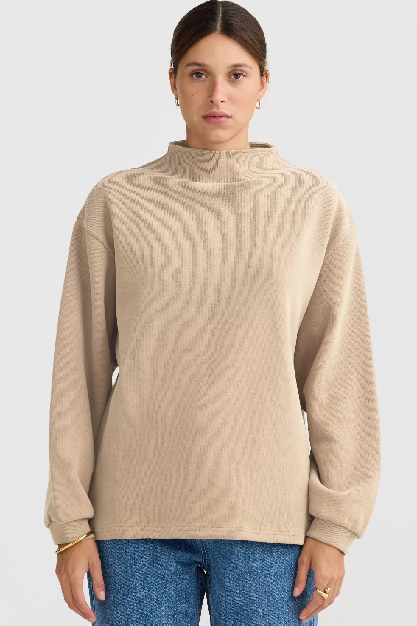 Ava High Neck Ribbed Jumper Taupe^ORTC Clothing Co Best