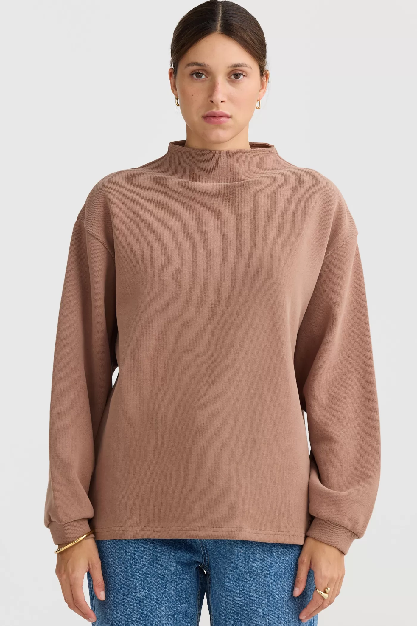 Ava High Neck Ribbed Jumper Walnut^ORTC Clothing Co Hot