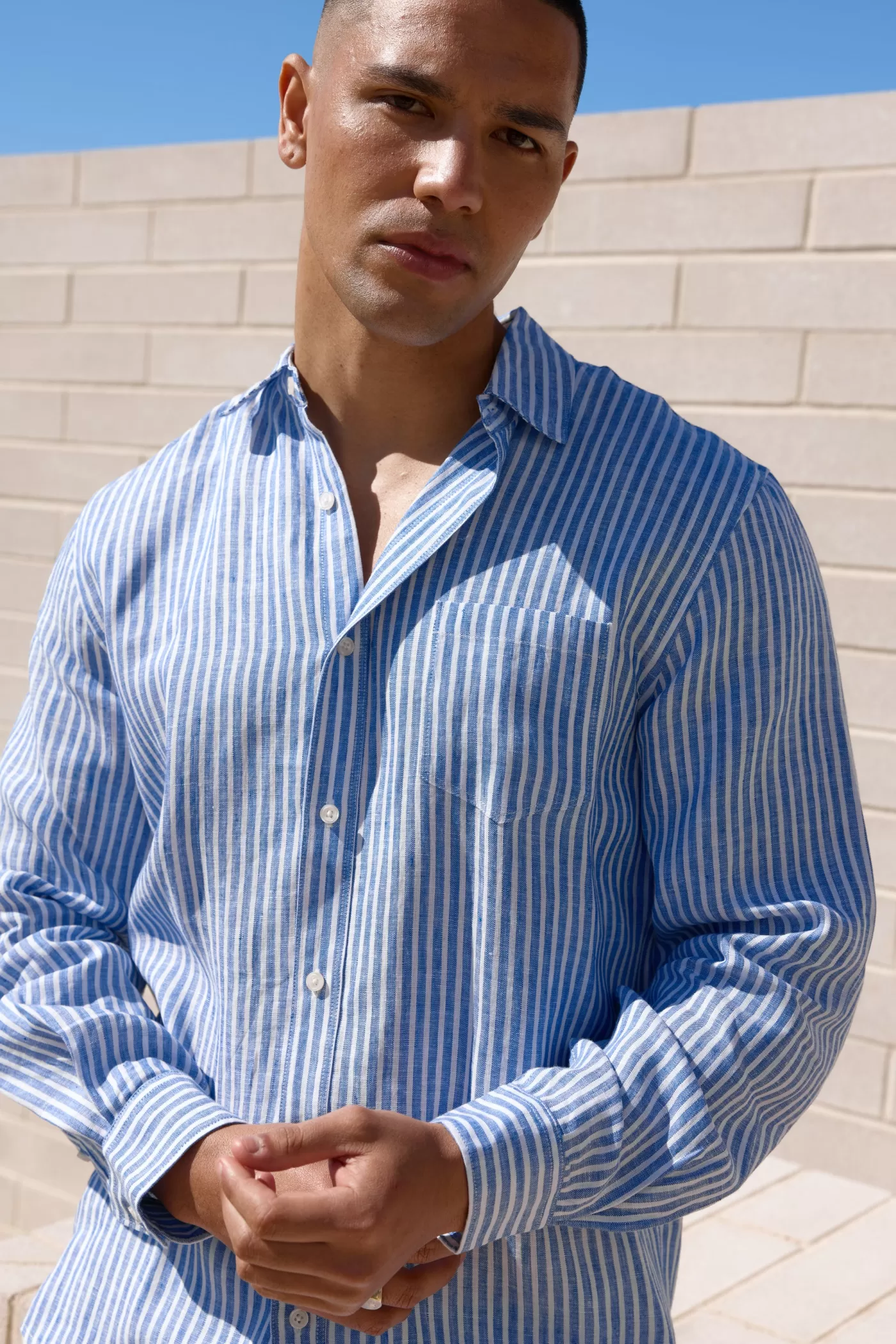 Linen Shirt And White Stripe^ORTC Clothing Co Flash Sale